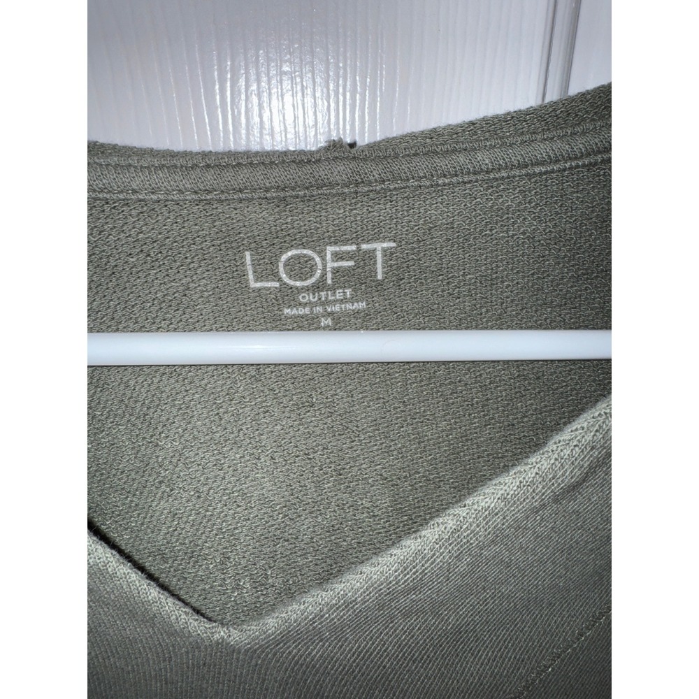 LOFT Outlet Womens Olive Green V-Neck Cropped Hoodie Sweatshirt Size M - Picture 9 of 11